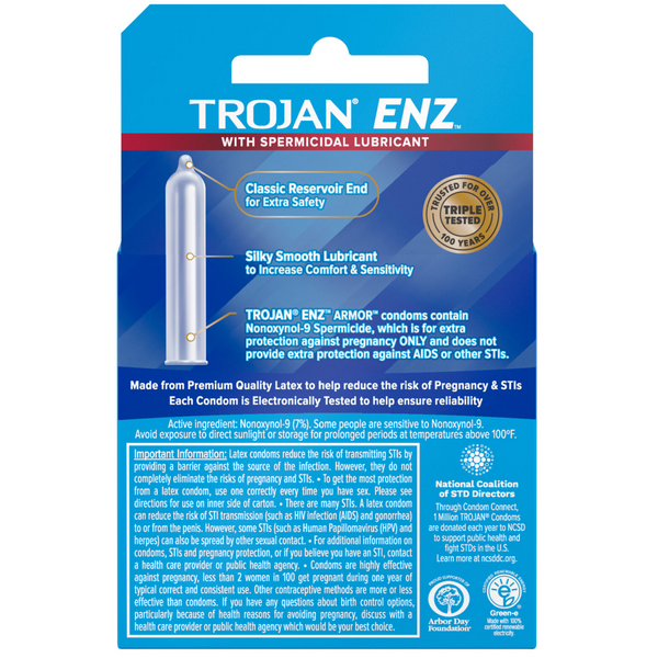 ENZ Armor Spermicidal Lubricated Condoms - 3 Pack