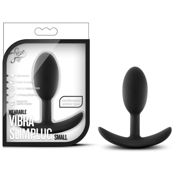 Luxe Wearable Vibra Slim Small Platinum-Cured Silicone Anal Plug - Black