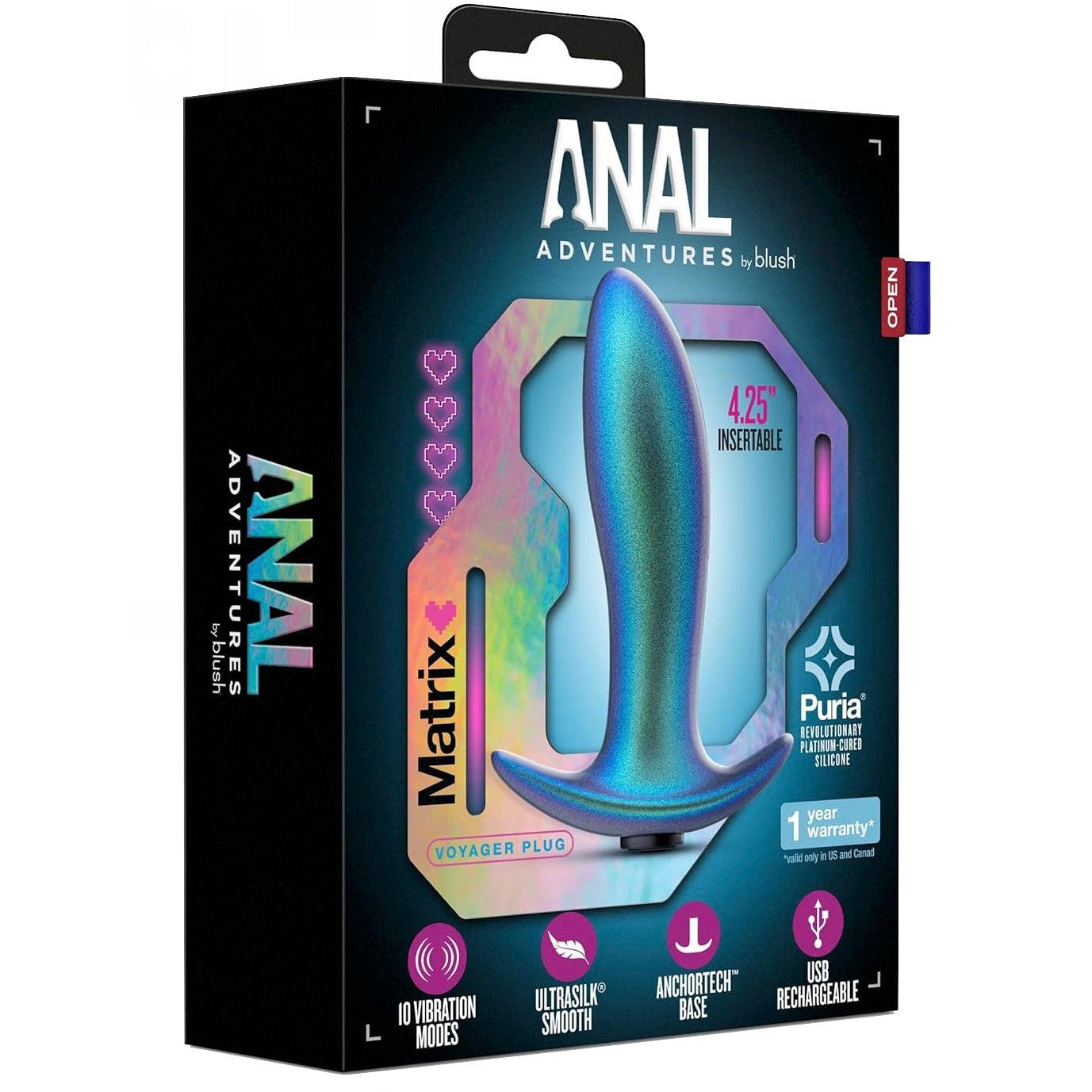 Anal Adventures Matrix The Voyager Platinum-Cured Rechargeable Vibrating Anal Plug With AnchorTech™ Base - Neptune Teal