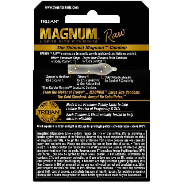 Magnum Raw Lubricated Condoms - 3 Pack