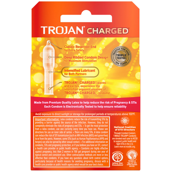 Charged Orgasmic Pleasure Warms & Excites Lubricated Condoms - 3 Pack