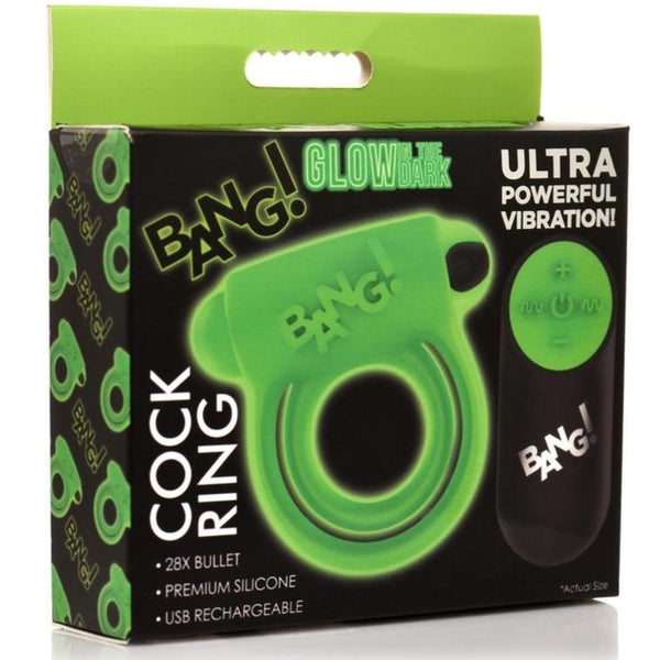 Glow-in-the-Dark Remote Control Silicone Vibrating Cock Ring