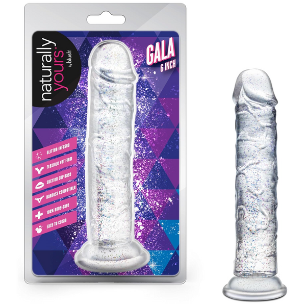 Naturally Yours Gala 6" Glitter Cock  - Sparkling Clear