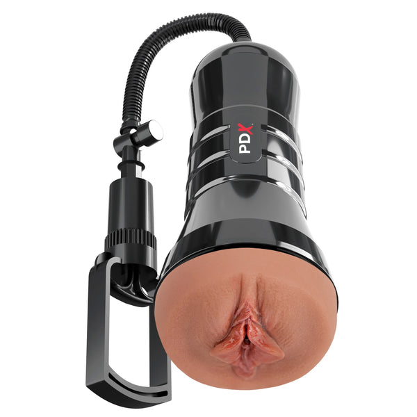 PDX Extreme Wet Pussies Super Sucker XXL Self-Lubricating Stroker - Brown