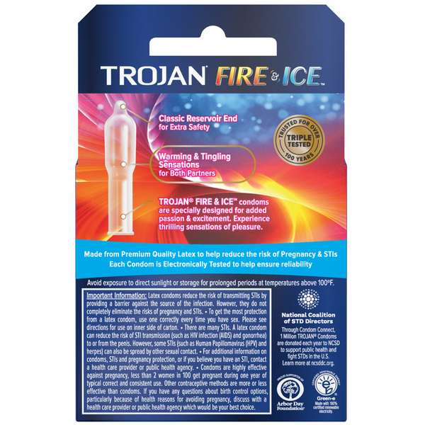 Fire & Ice Dual Action Lubricated Condoms - 3 Pack