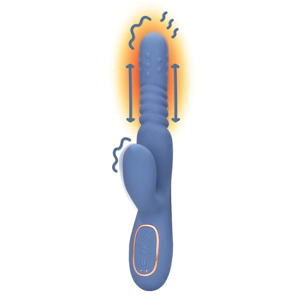 Loveline Warming Rotating Beads & Thrusting Rabbit Vibrator - Blue Nova