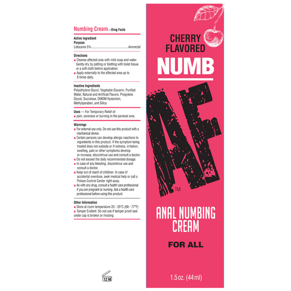 Numb AF Cherry Anal Numbing Cream - 1.5 oz.