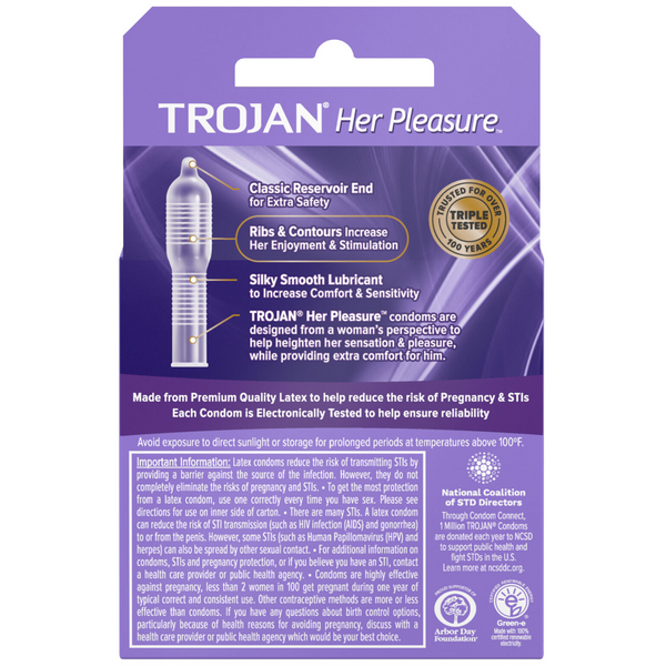 Her Pleasure Sensations Lubricated Condoms - 3 Pack