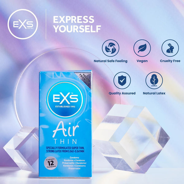 EXS Air Thin Condoms - 12 Pack - Extreme Toyz Singapore - https://extremetoyz.com.sg - Sex Toys and Lingerie Online Store - Bondage Gear / Vibrators / Electrosex Toys / Wireless Remote Control Vibes / Sexy Lingerie and Role Play / BDSM / Dungeon Furnitures / Dildos and Strap Ons / Anal and Prostate Massagers / Anal Douche and Cleaning Aide / Delay Sprays and Gels / Lubricants and more...