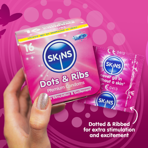 Skins Dots & Ribs Condoms - 16 Pack - Extreme Toyz Singapore - https://extremetoyz.com.sg - Sex Toys and Lingerie Online Store 