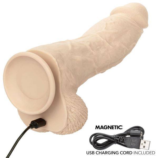 7.5" Big Dick Energy Rechargeable Vibrating Liquid Silicone Studs Dildo - Ivory