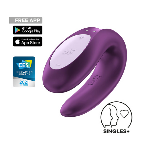 Double Joy Connect App Partner Vibrator - Violet