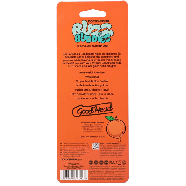 GoodHead Buzz Buddies 5" Muti-Speed Vibe - Peaches
