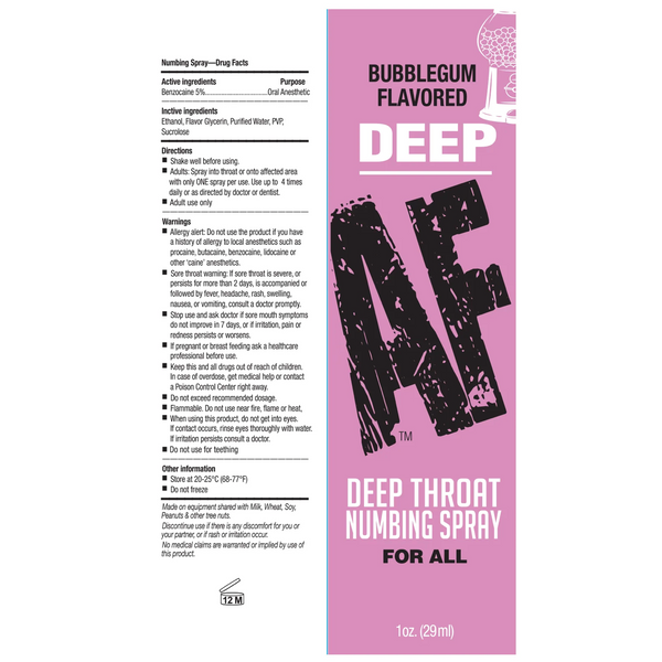 Deep AF Bubblegum Numbing Throat Spray - 1 oz.