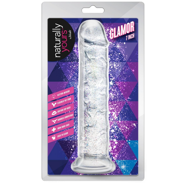 Naturally Yours Glamor 7" Glitter Cock  - Sparkling Clear