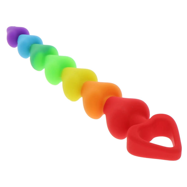 アナルプレイ レインボーハート シリコンアナルビーズ