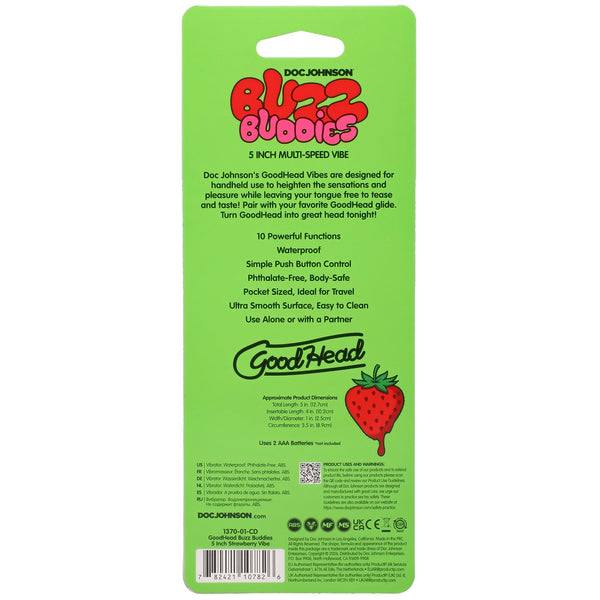 GoodHead Buzz Buddies 5" Muti-Speed Vibe - Strawberries