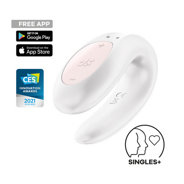 Double Joy Connect App Partner Vibrator - White