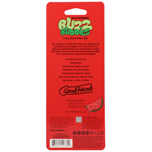 GoodHead Buzz Buddies 5" Muti-Speed Vibe - Watermelon