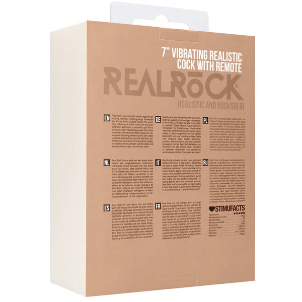 RealRock 7"  Remote Vibrating Realistic Cock with Scrotum - Light