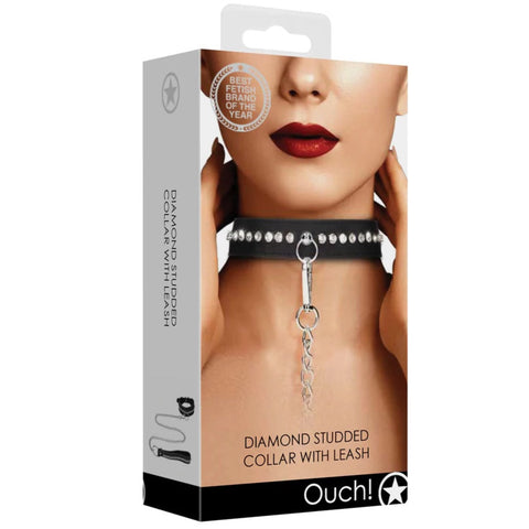 Ouch! Diamond Studded Collar With Leash