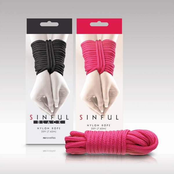 NS Novelties Sinful Nylon Rope - 25 ft (2 Colours Available) - Extreme Toyz Singapore - https://extremetoyz.com.sg - Sex Toys and Lingerie Online Store