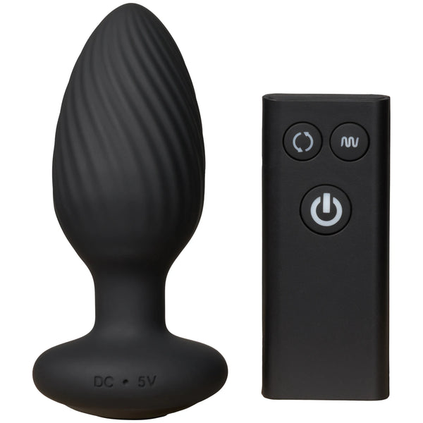 Tornado Remote Control Rechargeable Rotating & Vibrating Butt Plug - Medium