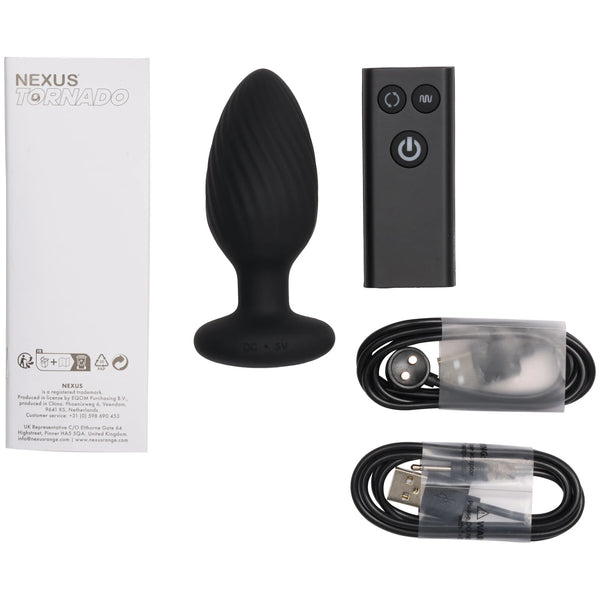 Tornado Remote Control Rechargeable Rotating & Vibrating Butt Plug - Medium