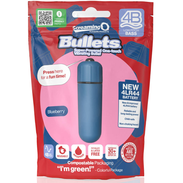 4B Super Powered One Touch Vibrating Bullet - Blueberry