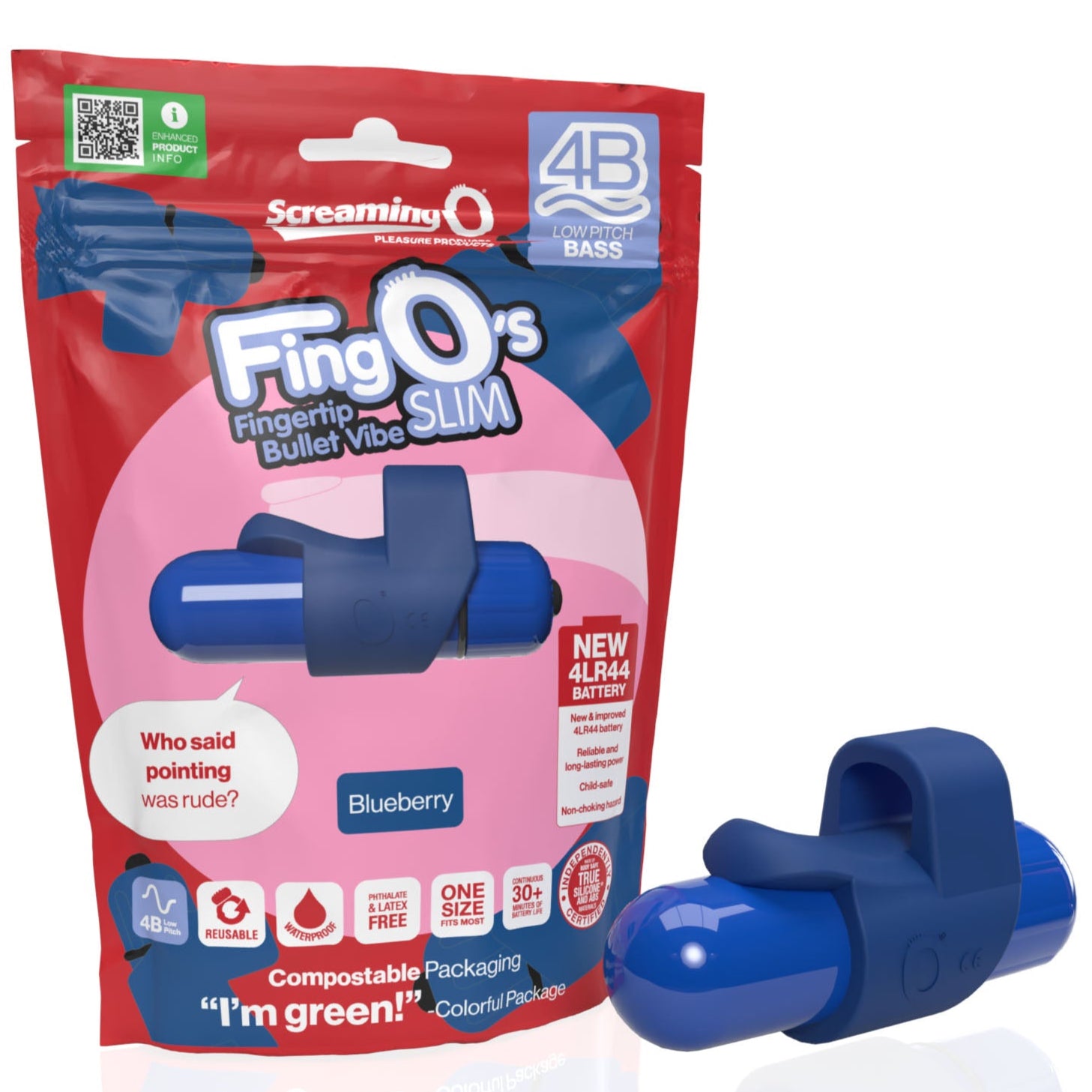 4B FingO Slim Finger Bullet Vibe - Blueberry