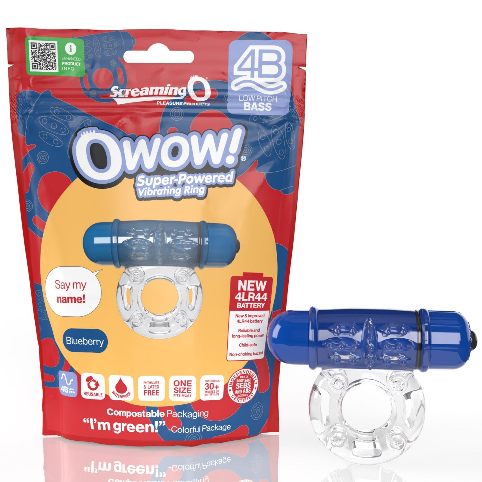 4B OWow Super Powered Vibrating Ring - Blueberry