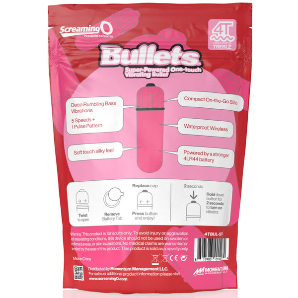 4T Super Powered One Touch Vibrating Bullet - Strawberry