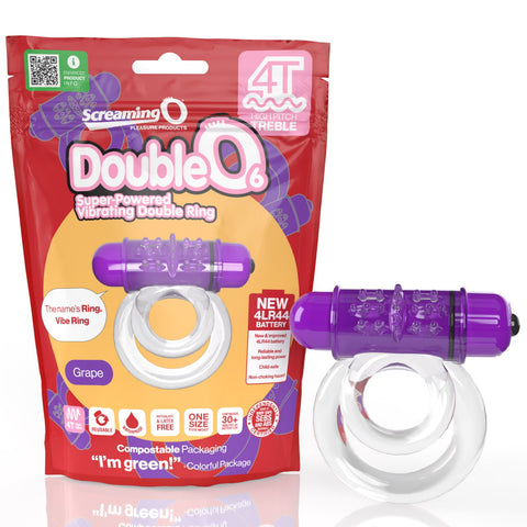 4T DoubleO 6 Super Powered Vibrating Double Ring - Grape