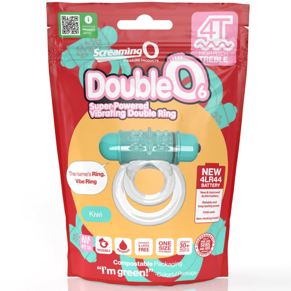 4T DoubleO 6 Super Powered Vibrating Double Ring - Kiwi