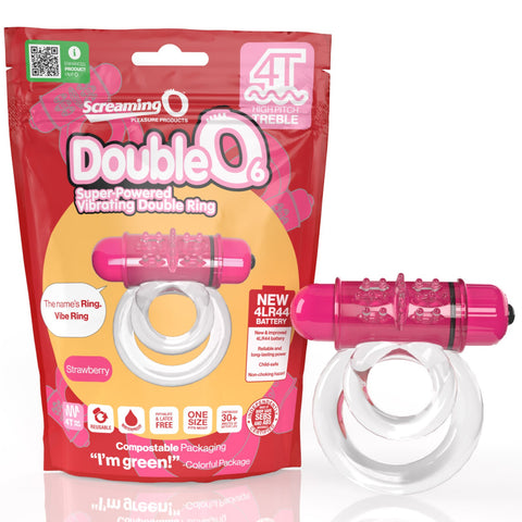 4T DoubleO 6 Super Powered Vibrating Double Ring - Pink