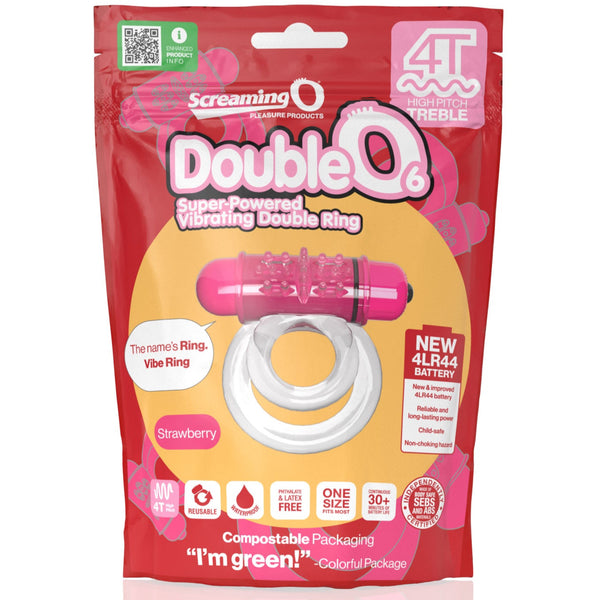 4T DoubleO 6 Super Powered Vibrating Double Ring - Pink