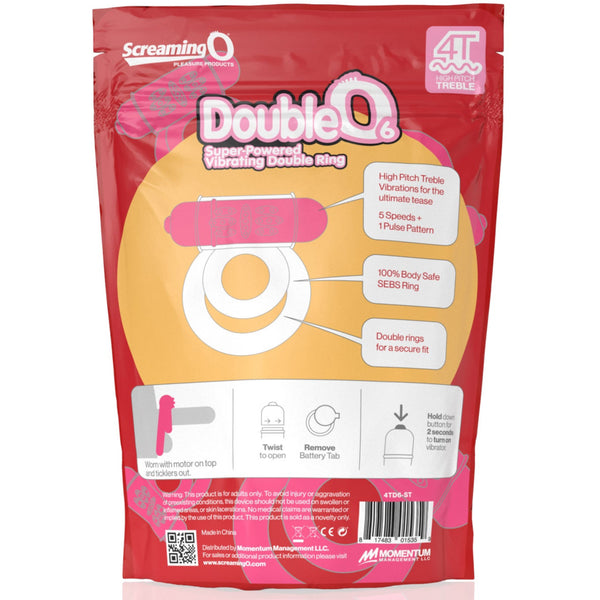 4T DoubleO 6 Super Powered Vibrating Double Ring - Pink