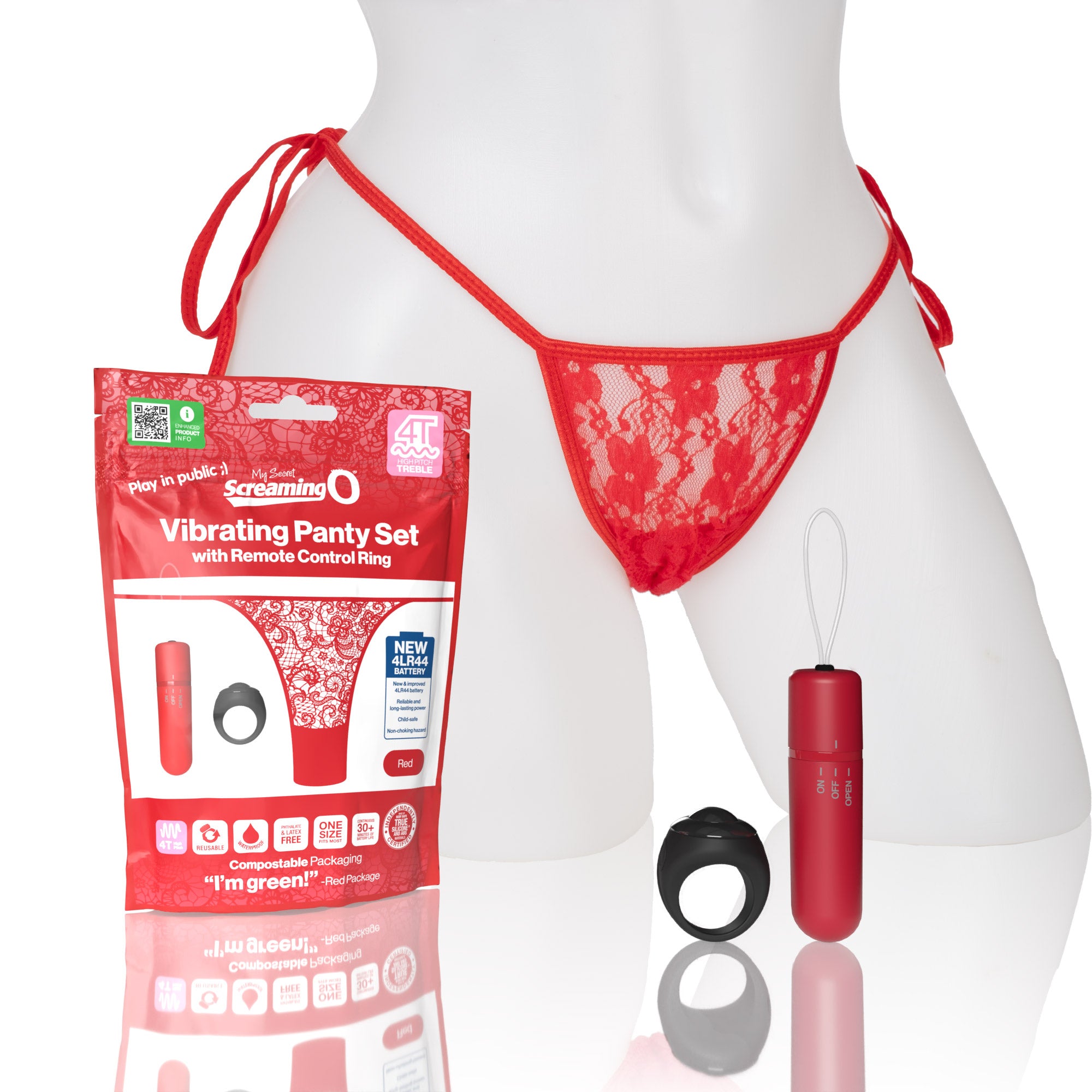 4T My Secret Tickle & Tease Remote Control Panty Vibe - Red