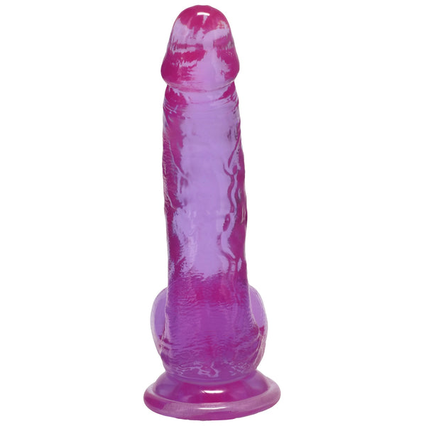 Crystal Jellies 7" Curved Realistic Cock with Balls - Purple