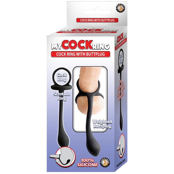 My Cock Ring Silicone Scrotum Ring with Weighted Butt Plug