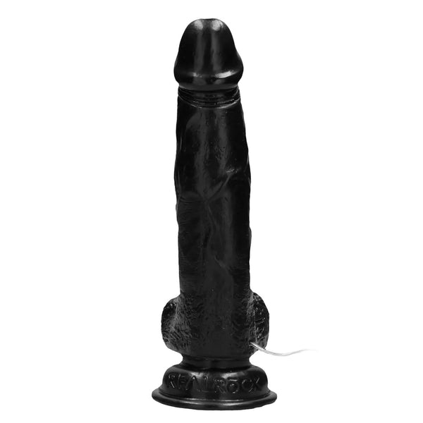 RealRock 8" Remote Vibrating Realistic Cock with Scrotum - Black