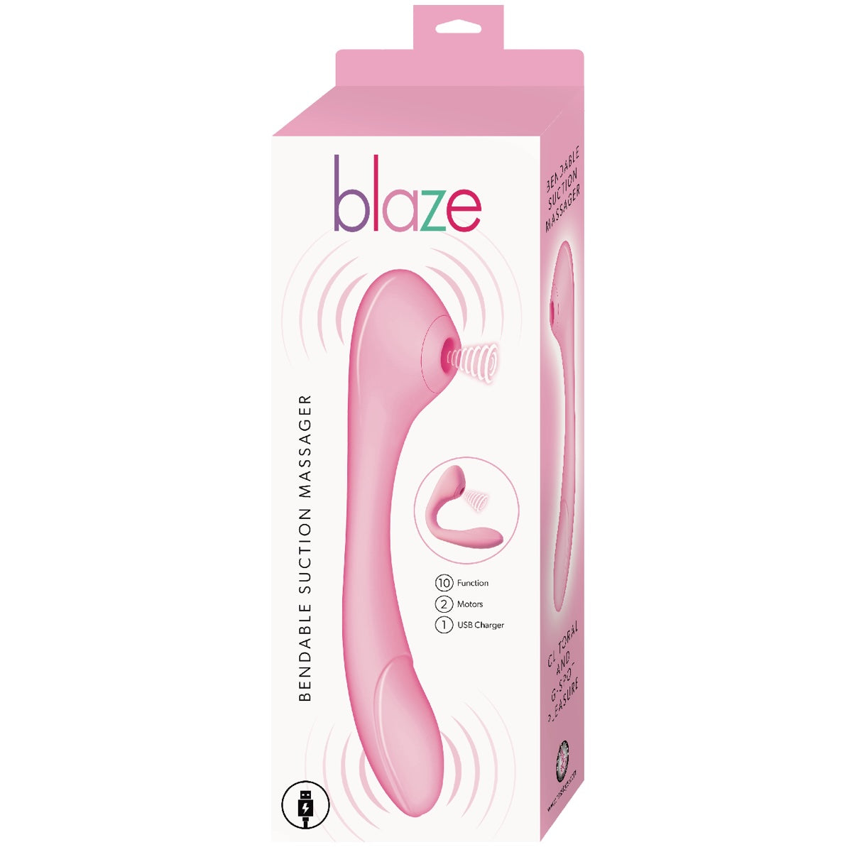 Blaze Bendable Rechargeable Clitoral Suction & G-Spot Massager - Pink
