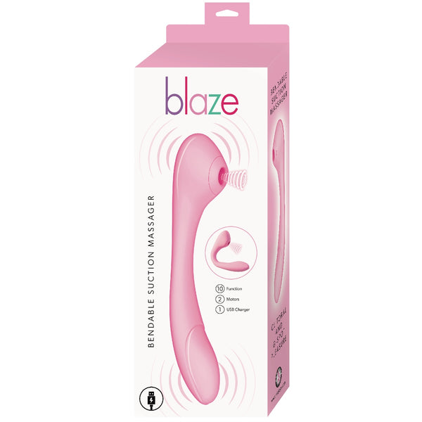 Blaze Bendable Rechargeable Clitoral Suction & G-Spot Massager - Pink