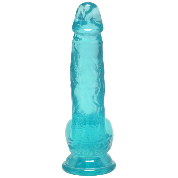 Crystal Jellies 7" Curved Realistic Cock with Balls - Teal