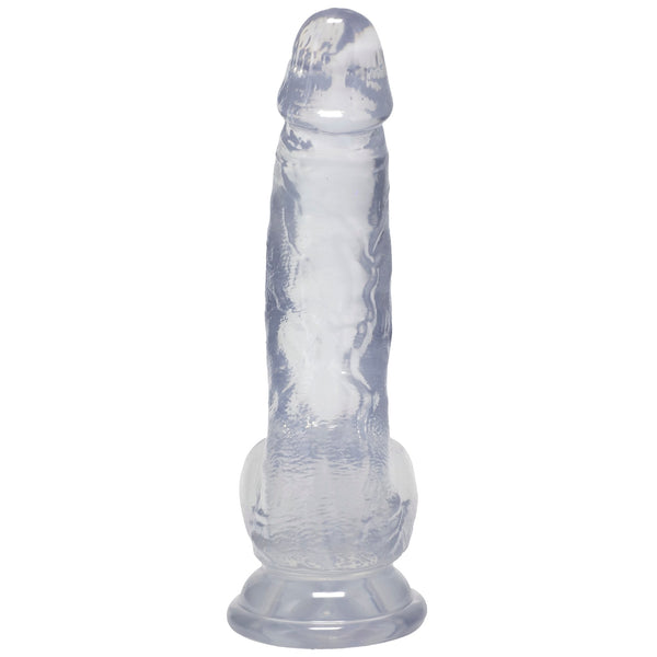 Crystal Jellies 7" Curved Realistic Cock with Balls - Clear