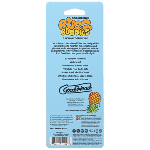 GoodHead Buzz Buddies 5" Muti-Speed Vibe - Pineapple
