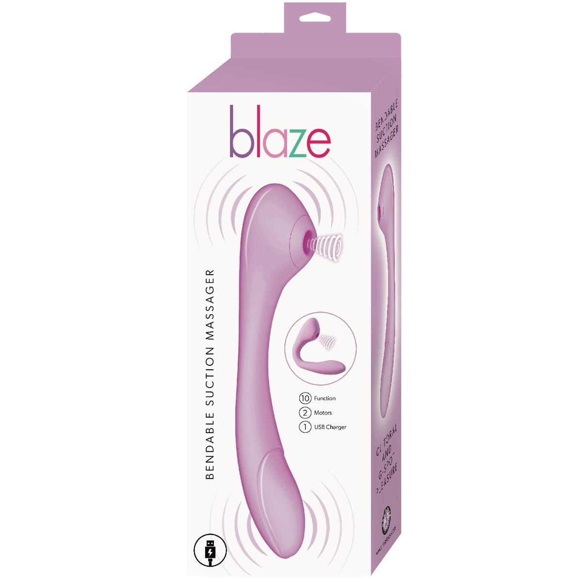 Blaze Bendable Rechargeable Clitoral Suction & G-Spot Massager - Lavender