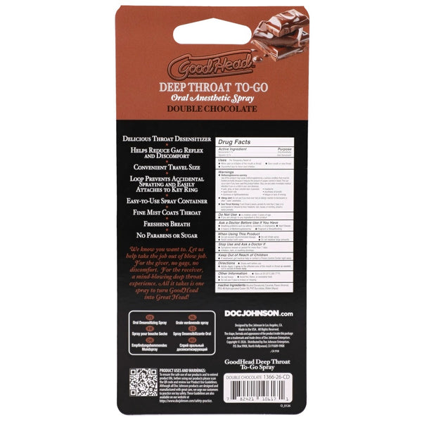 GoodHead To-Go Deep Throat Oral Anesthetic Spray - Double Chocolate