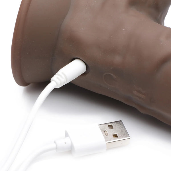 Fleshstixxx Silexpan 8" Rechargeable Hypoallergenic Silicone Vibrating Dildo - Dark