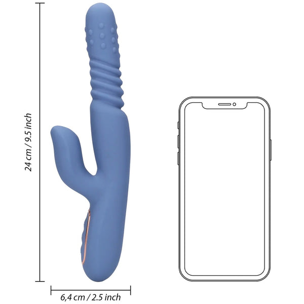 Loveline Warming Rotating Beads & Thrusting Rabbit Vibrator - Blue Nova